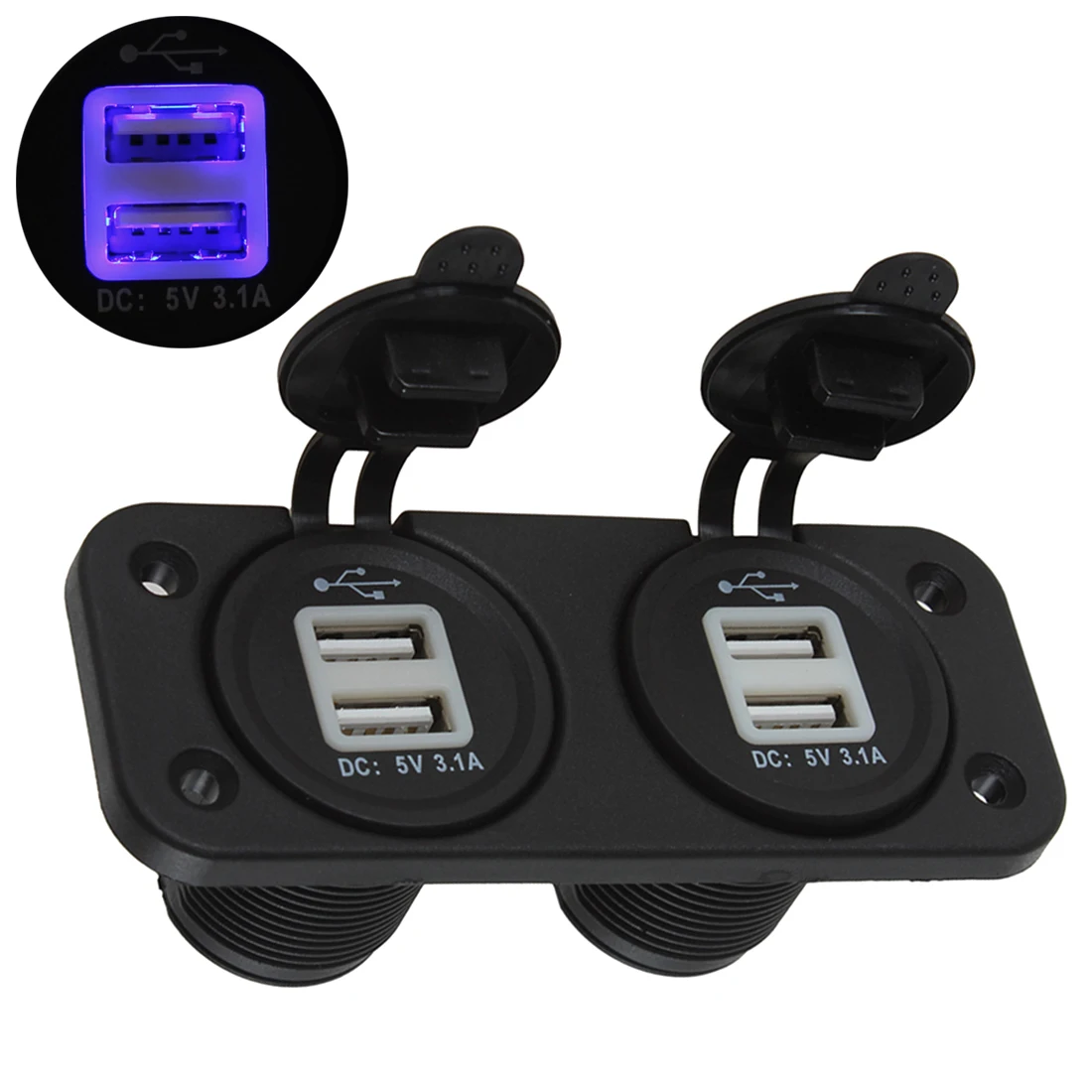 

5V 3.1A Universal Waterproof Motorcycle Luminous 4 USB Power Supply Ports Socket Charger for Smartphone MP3 GPS Mobile Phones