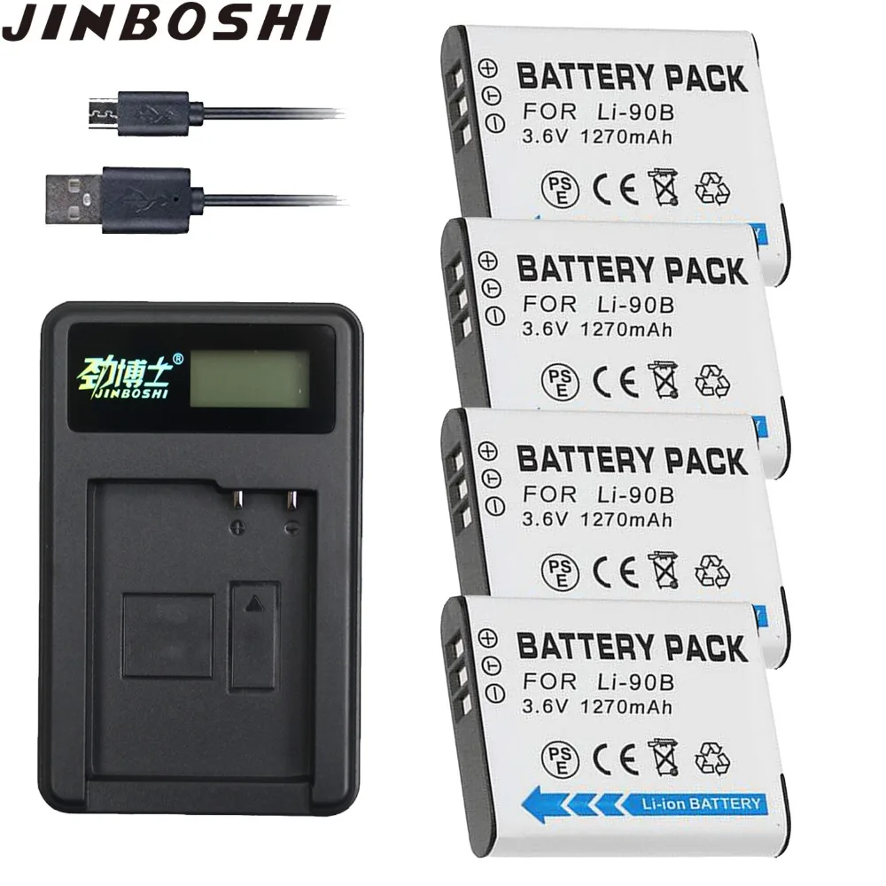 

4x LI-90B LI90B LI92B Camera Li-ion Battery+ USB Charger for Olympus XZ-2,SH-50,SH-1,SP-100,Tough TG-1,TG-2,TG-3,TG-4,TG-tracker
