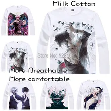 2015 Fashion Men's Unique Anime T-shirt 3d Print Tokyo Ghoul Ken Kaneki Long Sleeve Casual Cosplay T Shirt Camisetas Masculina
