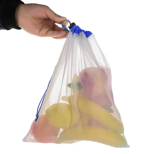 Pokich 12pcs Reusing Eco-friendly Reusable Grocery Produce Bags Stop Wasting Plastic Mesh Bags For Storage Fruit Vegetable 3