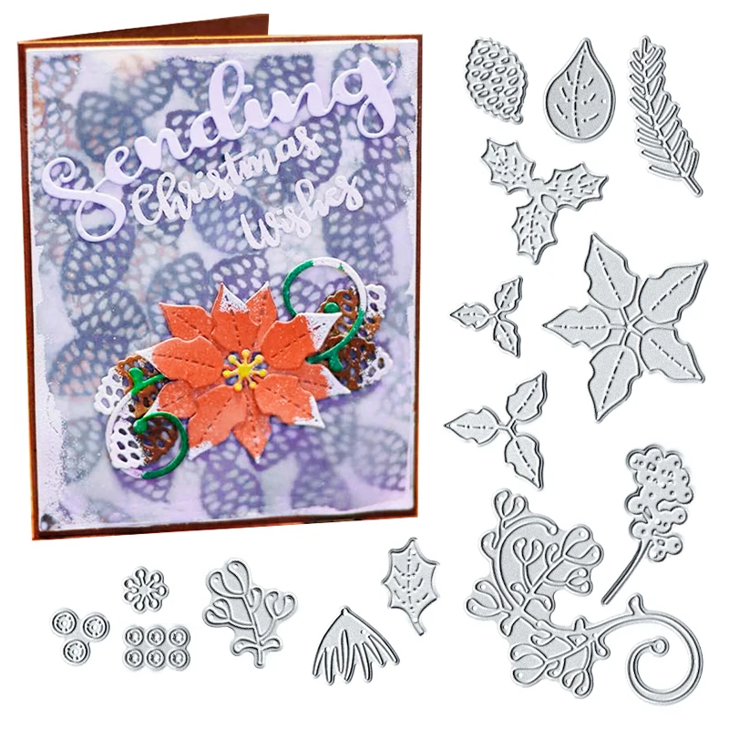 

Julyarts Metal Cutting Dies Scrapbooking New Leaves Flower Vine Tree Paper Embossing Craft Knife Mould 101*165mm