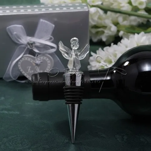 Free Shipping Crystal Angel Bottle Stopper in Gift Box Wedding Favor