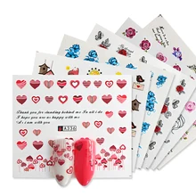 40 листов микс шарм дизайн для ногтей переводная вода фольга для Обертывания Типсы наклейка Переводные картинки Роза декор тату маникюрный набор SAA289-336