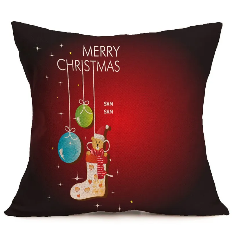 Custom Wholesale Natal Merry Christmas Decorations for Home Festive Pattern Car Sofa Decoration Cushion Pillowcase 45x45cm (9)