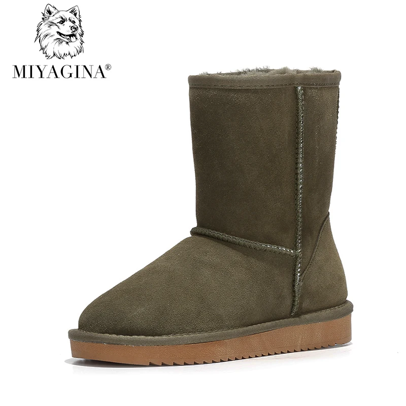 MIYAGINA 100% Genuine Cowhide leather Snow boots women Top quality Australia Boots Winter Boots for women Warm Botas Mujer MIYAGINA 100% Genuine Cowhide leather Snow boots women Top quality Australia Boots Winter Boots for women Warm Botas Mujer