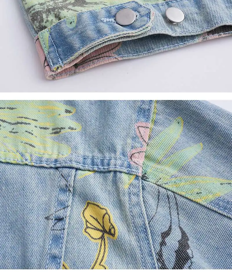 Girls Floral Print Jeans Jacket G2109-23