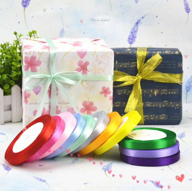 

Wholesale 10mm 3/8" 25Yards Colorful Silk Satin Ribbon for Wedding Party Cake Gift Decoration DIY Craft Wrapping Supplies Riband