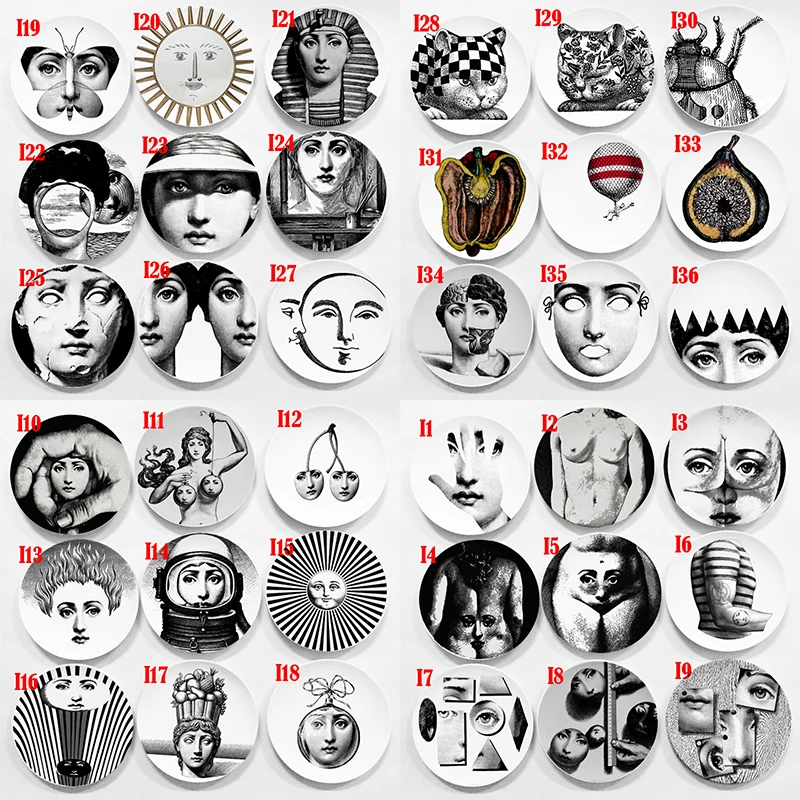 Beste 2018 Creative Design Patroon Italië Milan Rosenthal Piero Fornasetti Platen Keramiek Muur Opknoping Decoratieve Platen Euro Artistieke