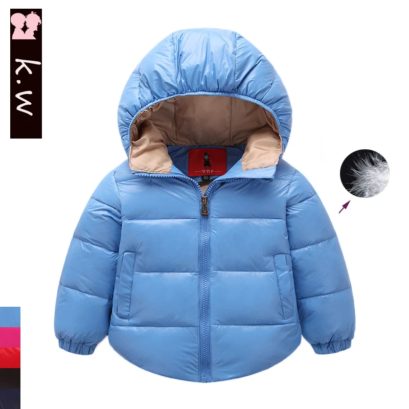 Brand KW Children Clothing Girls Boys Warm Hooded Down Coat 2016 Winter White Duck Down Jackets