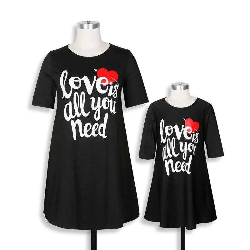 NASHAKAITE-Mom-And-Daughter-Dress-Love-Letter-Print-Mini-Dress-Family-Matching-Clothes-Mother-Daugher-Dresses (1) - 