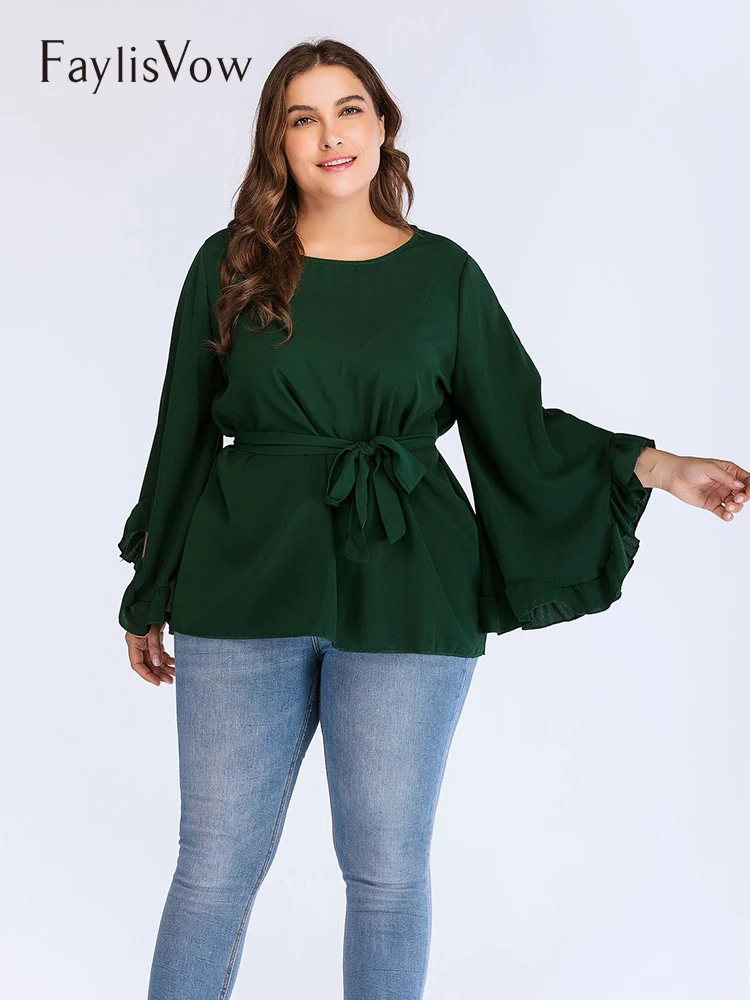 Buy Plus Size Spring Green Solid Womens Tops And