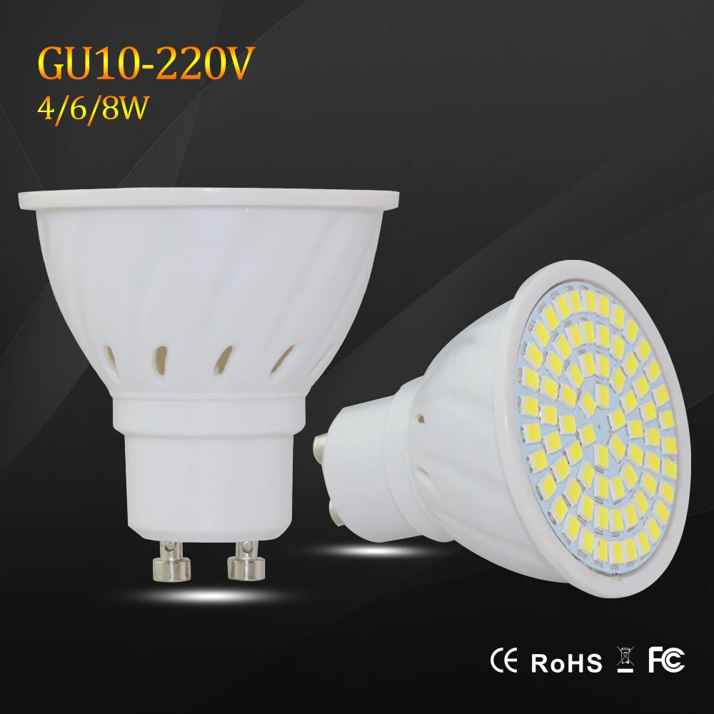

Super Bright 4W 6W 8W GU10 LED Spotlight AC 220V Led Lamp Light Warm White / Cold White / White GU 10 Base Lampada LED Bulbs