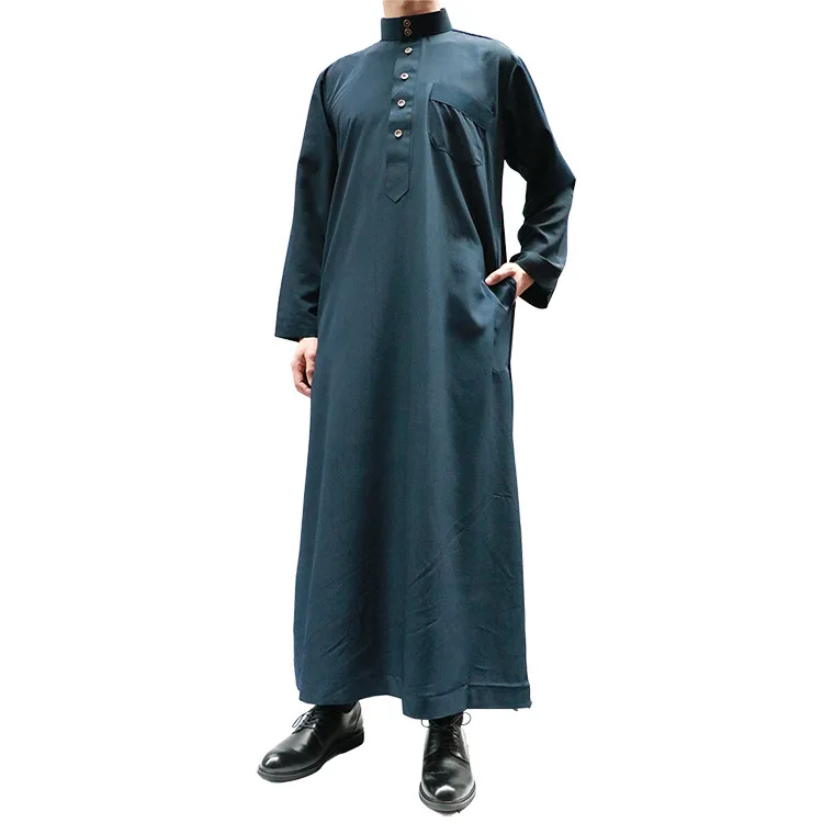 Мусульманское мужское зимнее плотное платье с воротником-стойкой и длинными рукавами, Аравийский традиционный Халат