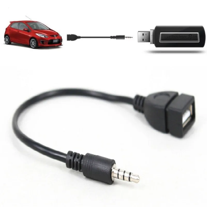 3 5 мм штекер AUX аудио разъем к USB 2 0 гнездо конвертер кабель Шнур для автомобиля