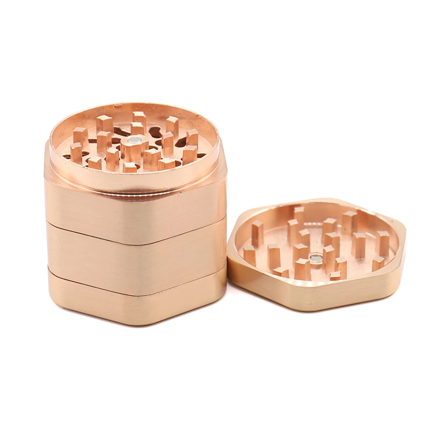

New Hexagon Herb Grinder 58mm Fixed by Magnet of each Layers Good Quantity Tobacco Crusher Pollen Spice Hand Muller Herb Grinder