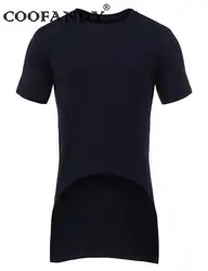 Круглый Мода Для мужчин шеи короткий рукав асимметричный футболка