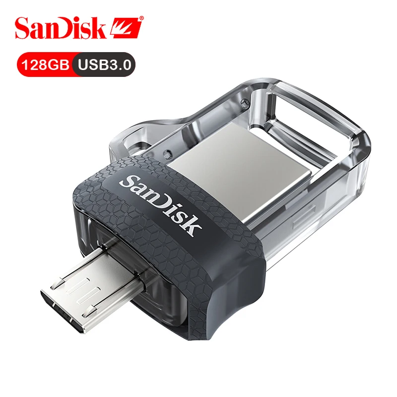 Флеш накопитель SanDisk OTG с двумя usb портами 16 ГБ 32 64 128 USB 3 0 150 МБ/с./с флеш для ПК и