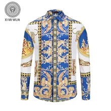 Мужская рубашка роскошный дворец ретро рубашка 3D принт с длинным рукавом модные Гавайские рубашки повседневные облегающие рубашки мужская одежда Chemise Homme