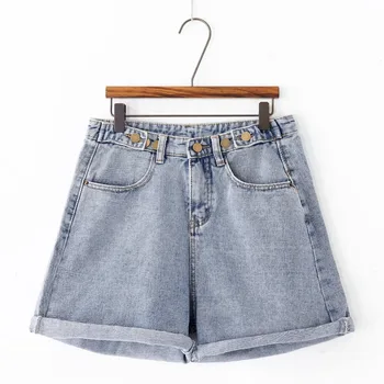 

Denim hot shorts Summer women denim shorts burr female seven button buckle casual shorts High waist denim shorts for women 2019