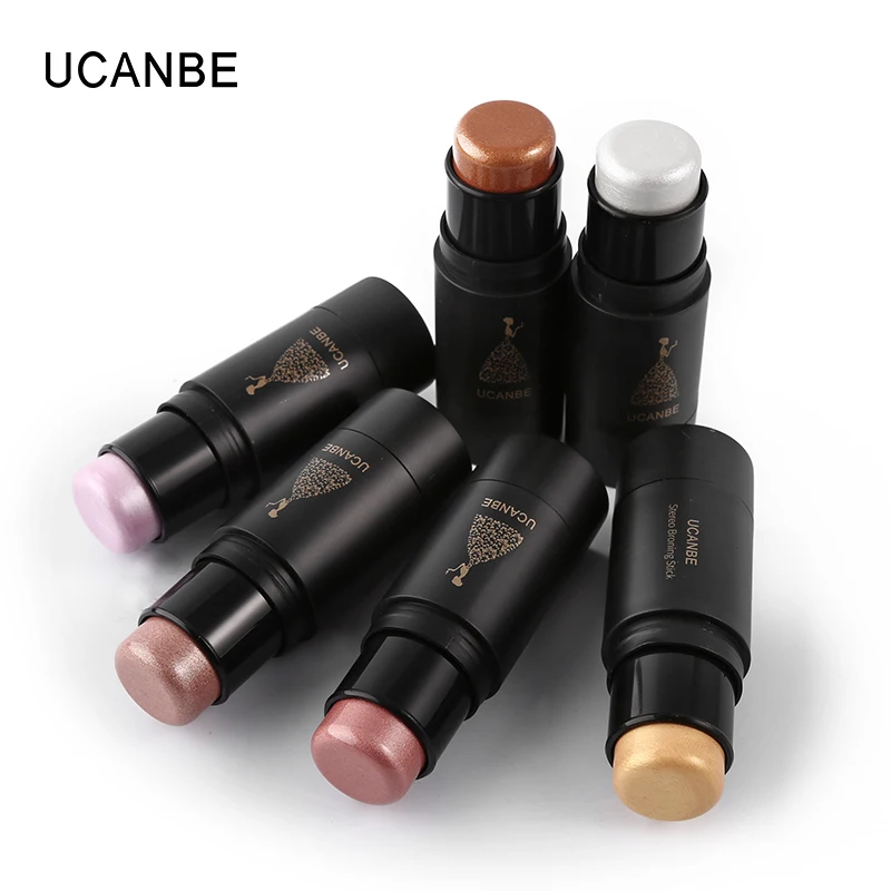 UCANBE 6 Colors Shimmer Highlighter Stick 3D Face Makeup Waterproof