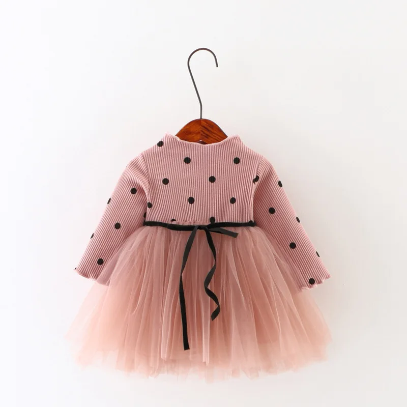 Autumn Winter Baby Girls Clothes Kids Princess Dot Pattern Plus Velvet