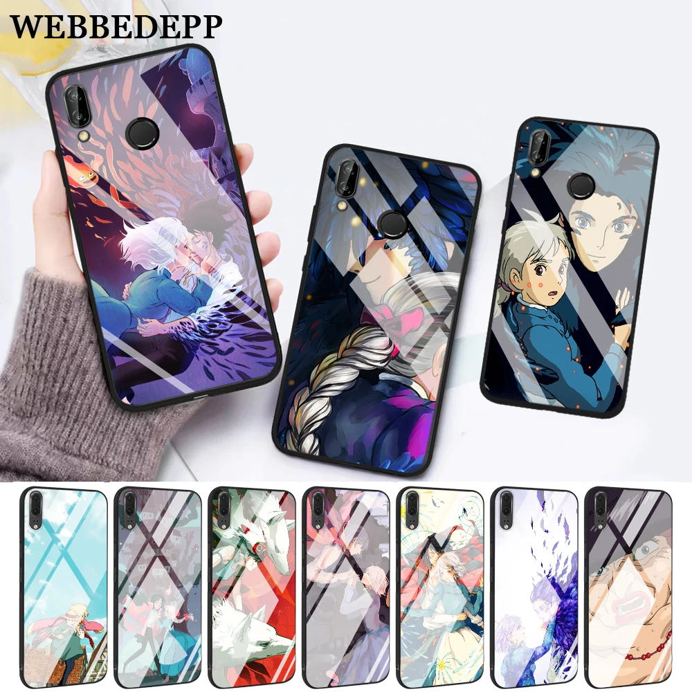 

WEBBEDEPP Anime Howl's Howls Glass Case for Huawei P10 lite P20 Pro P30 P Smart honor 7A 8X 9 10 Y6 Mate 20