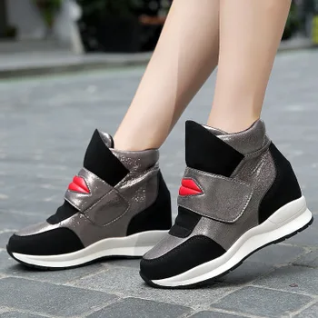 

2019 Women Casual Shoes Hidden Heels Height Increase Hidden Heels fashion Wedge Sneakers female Vulcanized Shoes Ladies