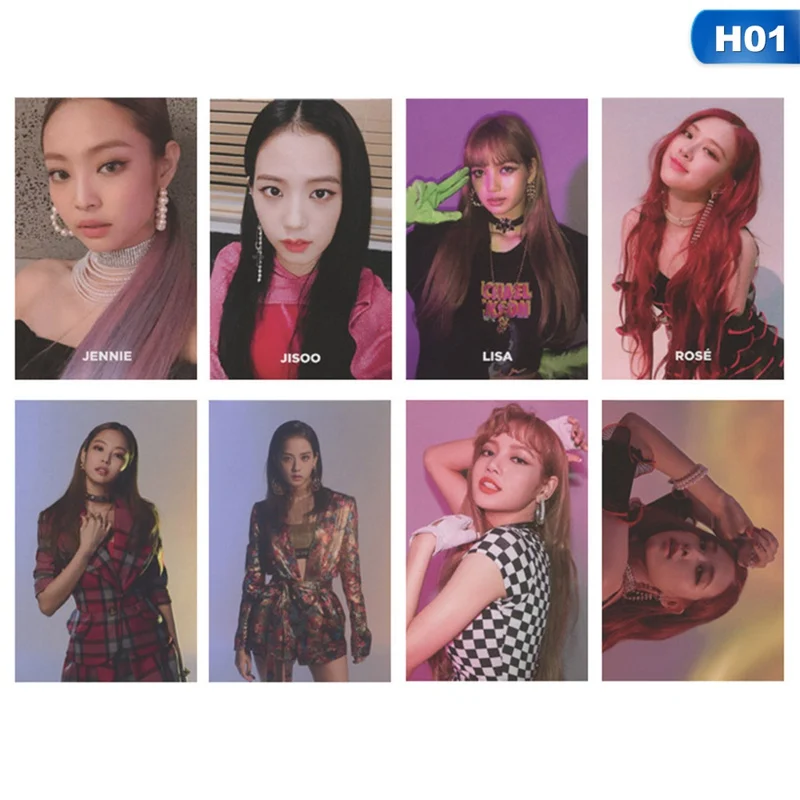 H01 KPOP Черный Розовый альбом квадратной вверх самодельная бумага Lomo карты фото плакат в виде карты HD Фотокарта - Цвет: H01