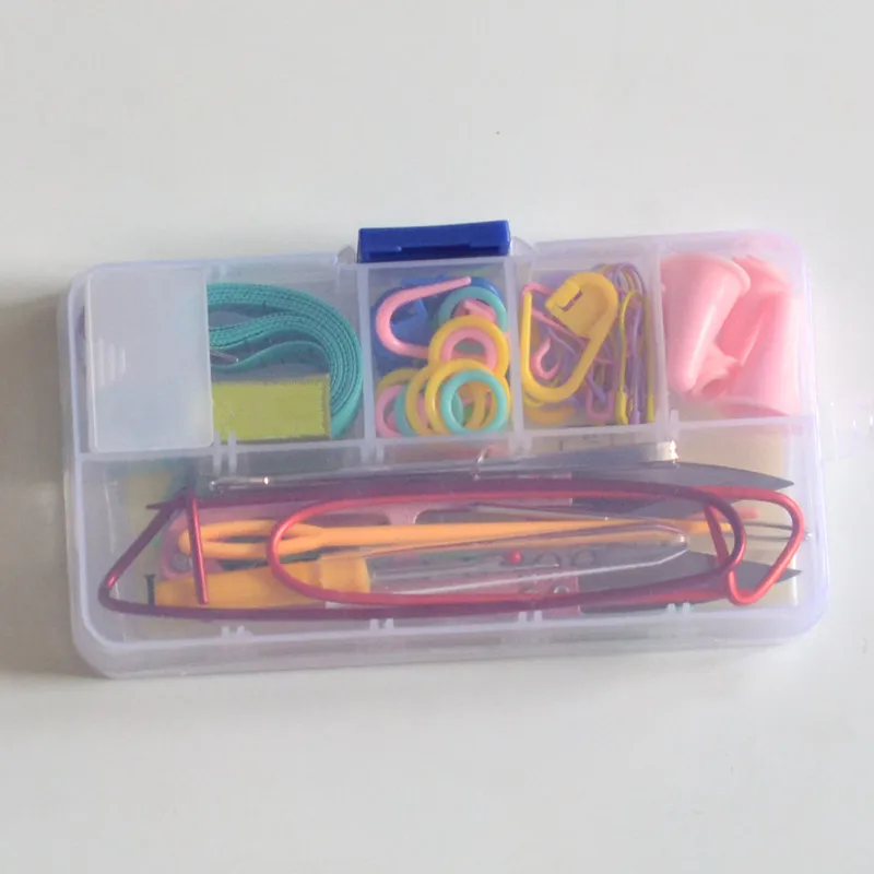 Домашний DIY Набор инструментов для вязания крючком защелка кривая игла метка ручное вязание крючком иглы стежки принадлежности для плетения с Чехол-коробкой