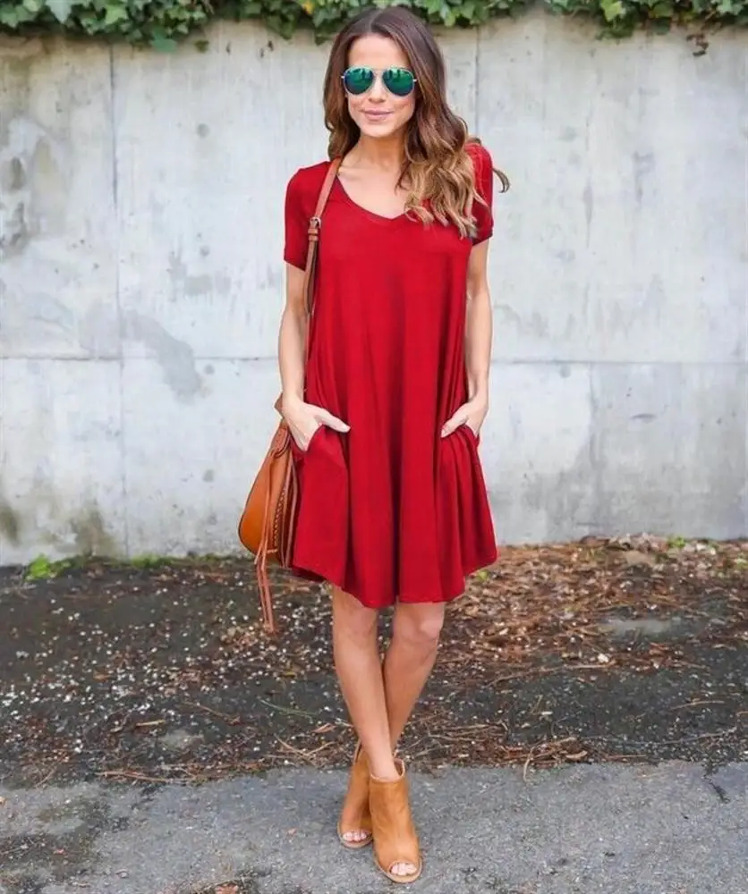 Модные летние Для Женщин ShortSleeve платье Повседневное Sexy v образным вырезом