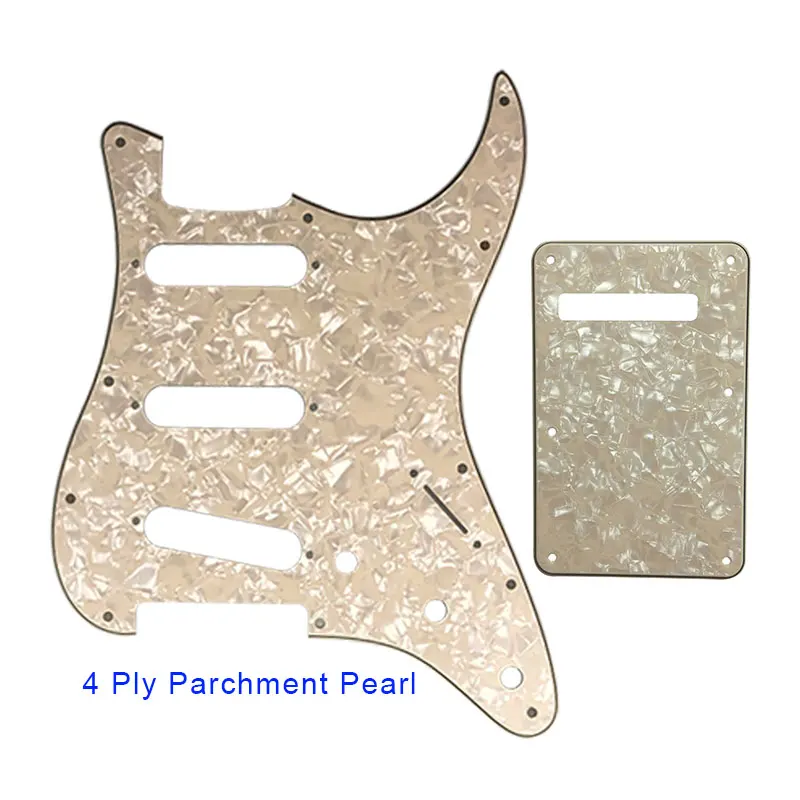 Pleroo 11 винт гитара отверстия накладку с задней пластины костюм для США/Мексика Fender Stratocaster Стандартный SSS ST царапинам - Цвет: 4ply parchment pearl