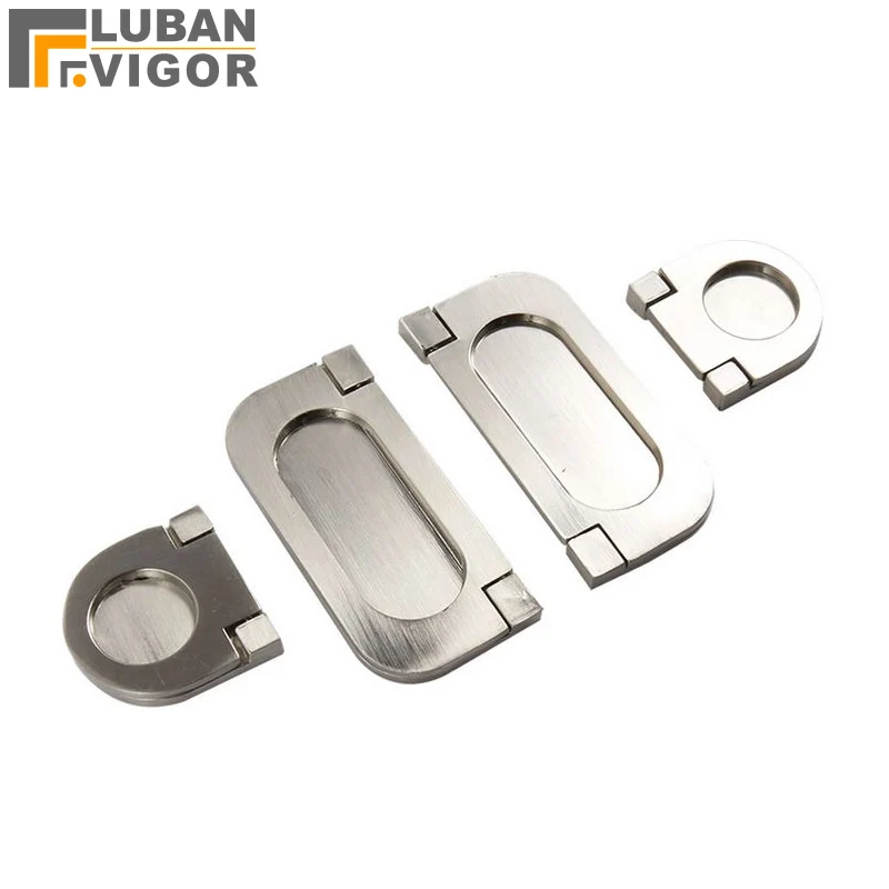 Surface mounted Folding Handle,Brushed silver,Invisible drawer handles