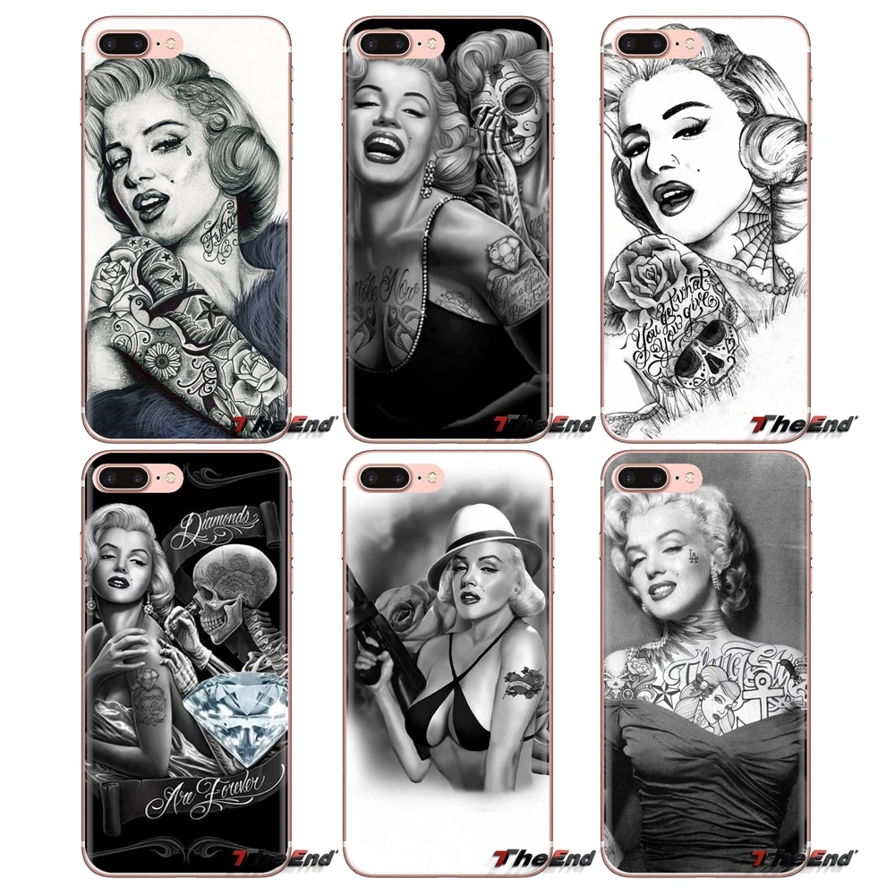 Silicone Skin Case marylin monroe tatooe glasses Skull For Samsung Galaxy S3 S4 S5 Mini S6 S7 Edge S8 S9 S10 Plus Note 3 4 5 8 9 |