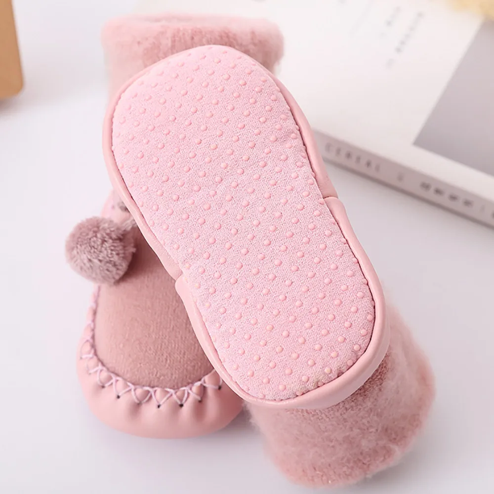 Infant Baby Boys Girls Solid Knit Floor Socks Toddler Kids Winter Warm Cotton Floor Socks Children Anti-Slip Fashion Step Socks