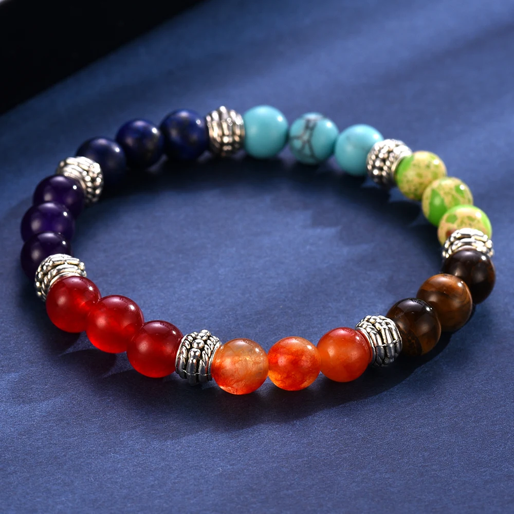 100% all Natural Stone Beads 7 Chakra Bracelet for Women Men Yoga Buddha Player Small / Big 2 Sizes Dorp Shipping Bracelets