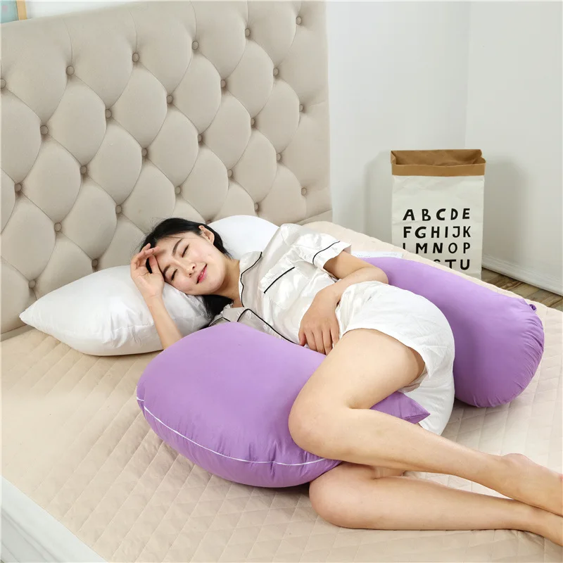 Для беременных Женская подушка хлопок талии боковые подушки спальные съемные и моющиеся H-типа желудка подушка - Цвет: Фиолетовый