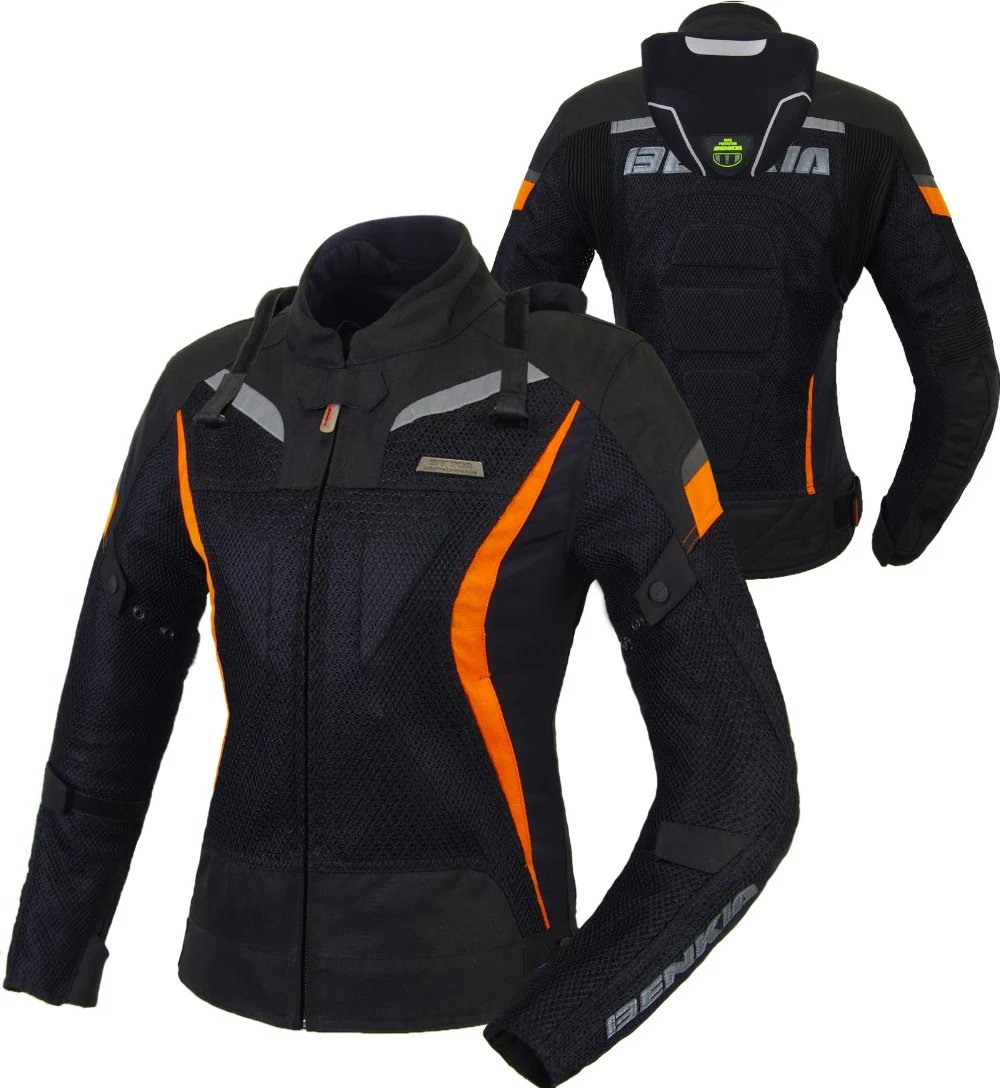 BENKIA Женская мотоциклетная куртка мотоциклетная гоночные куртки мото Куртка Jaqueta Motoqueiro защитная одежда для верховой езды Женская - Цвет: Оранжевый