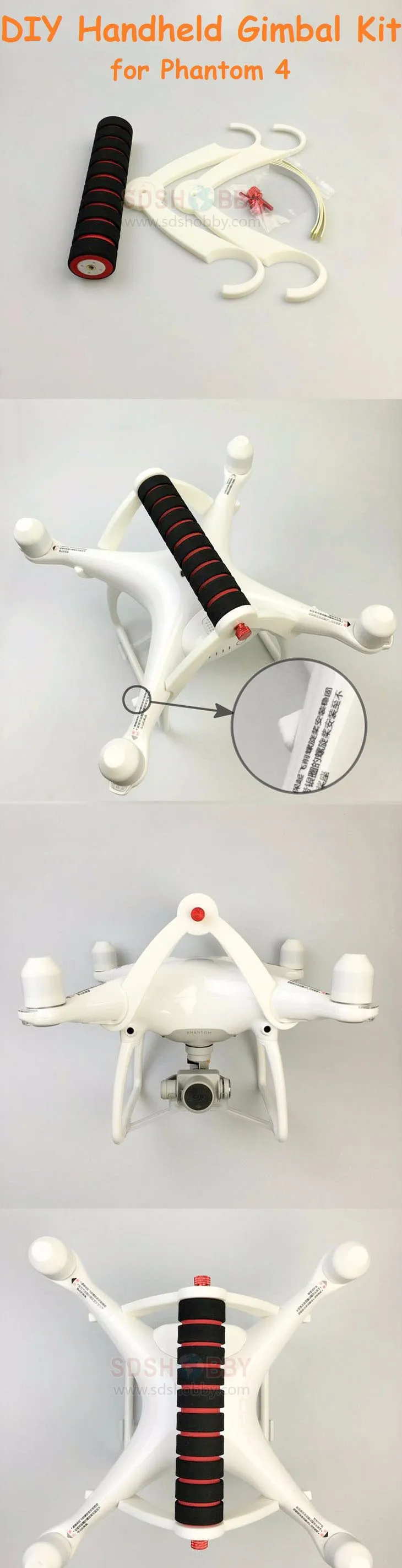Free Ship Portable Handheld Gimbal Stabilizer DIY Conversion Kit Carrying Holder Bracket Accessory For DJI Phantom 4