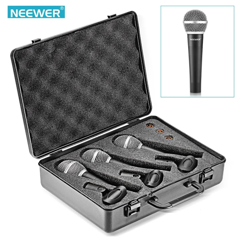 Neewer Dynamic Vocal Recording Microphone SetMicrophones+Microphone Clips+Male Female Mic Screw