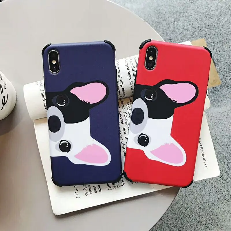 Kuutti Squishy Cool Blue Red Dog Printing Couple Friends Phone Cases for iPhone 6 6s 7 8 Plus X XR XS Max Boy Girls Covers |