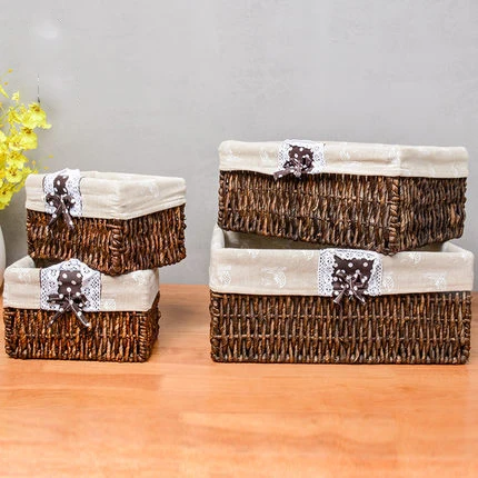 Корзина для хранения соломы ротанга настольная корзина Кукуруза кожа ручная