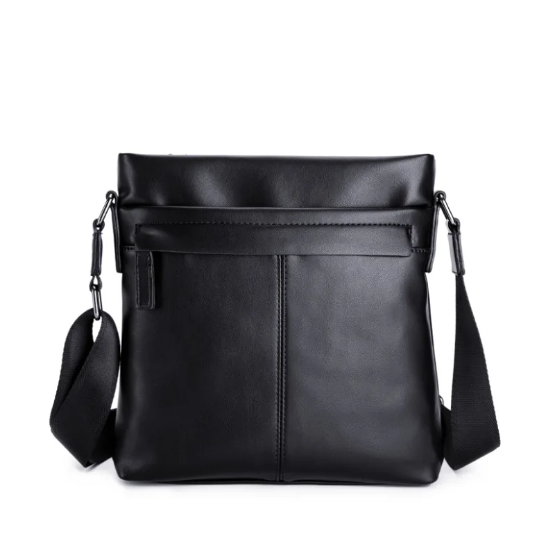 

Messenger Bag Men Work Office Bag Portafolio Crossbody Thin Black PU Shoulder Pocket Staff Mens Bags for Work Cell Phone Pocket