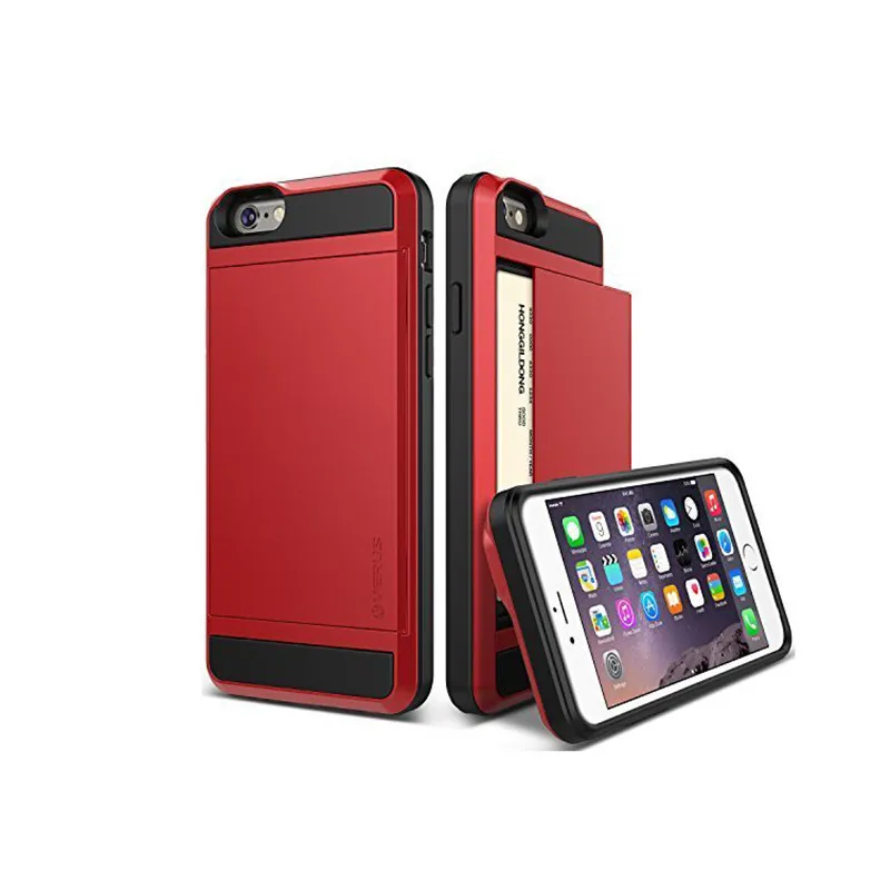 Case Fundas For iPhone 6 & 6S Etui Silicone PC+TPU Dual Layer Armor Coque With Slide Card Telephone Mobile accessories Cover