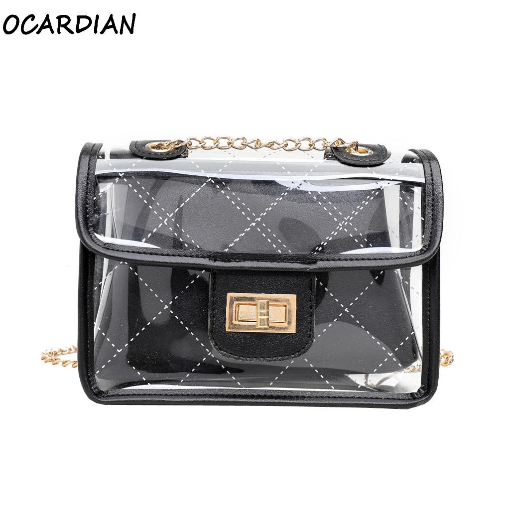 

OCARDIAN Handbags Beach Bag Waterproof Transparent Women Summer Femme 2019 Small Clear Purses Fashion Messenger Bag Dropship A24