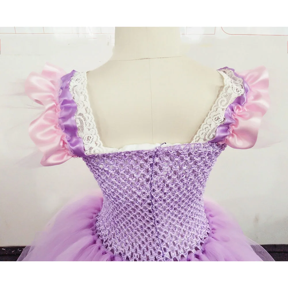 Elegant Princess Sofia Costume Pink Rapunzel Birthday Dress for Girls Ankle Length Fancy Flower Girl Wedding Tutu Dress Vestido (10)