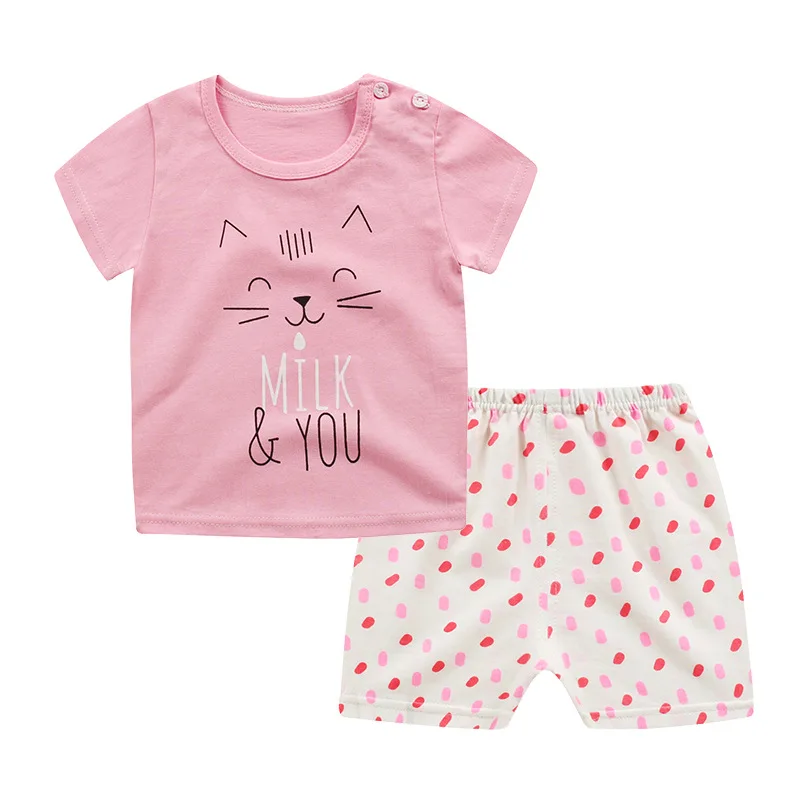 

Pink Kitten Toddler Set Lovely Fashion Baby Girl T-shirt+shorts Baby Boy Clothing Set