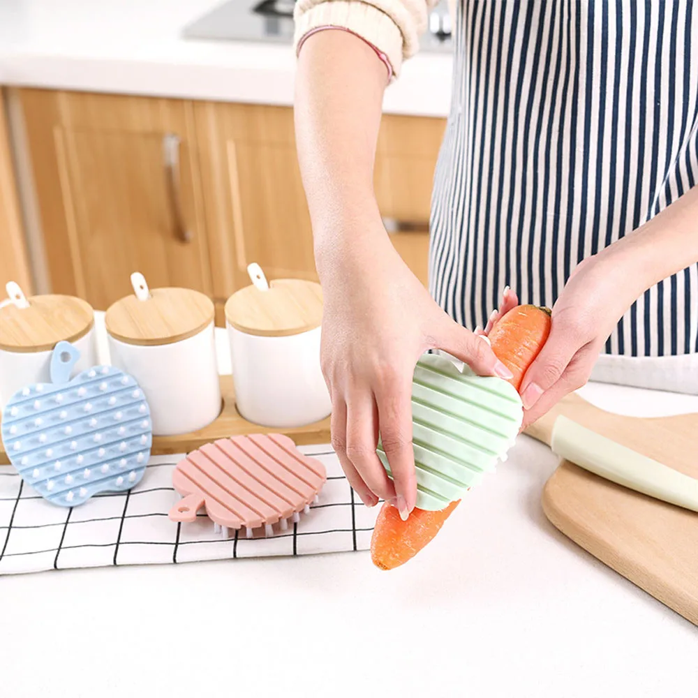 Limpieza multifunción Apple forma plástico lavado limpieza cepillo Mesktop Mat cocina accesorios limpio limpieza hogar