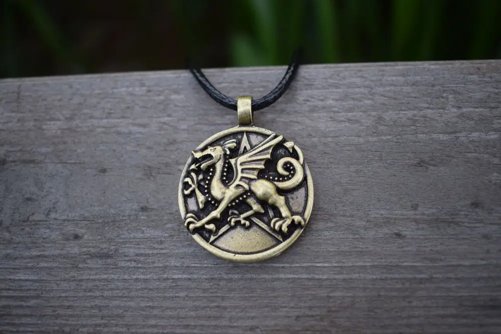 1 шт. ожерелье в виде дракона покрытое античным серебром|medieval jewelry|gothic necklacedragon