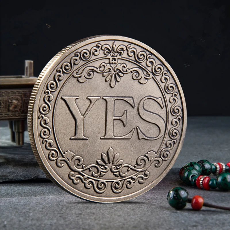

Floral YES NO Letter Ornaments Collection Arts Gifts Souvenir Commemorative Coin Collection Decision Coin Commemorative Badge