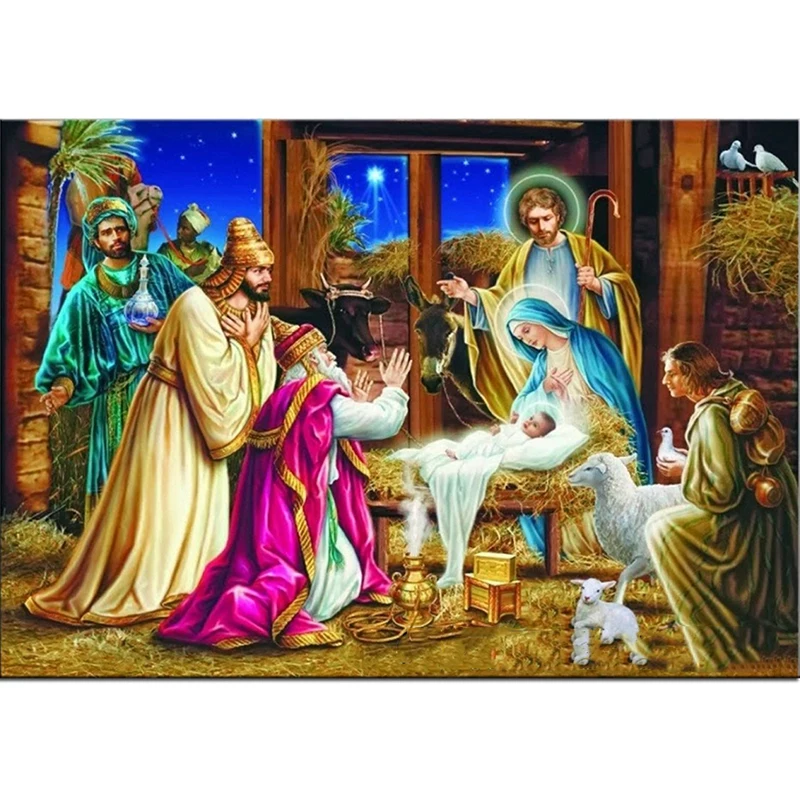 

Diy Diamond Paintings Jesus Christ Birth Christmas Diamond Pattern Beadwork Pictures Needlework Religious Diamond Mosaic Craft